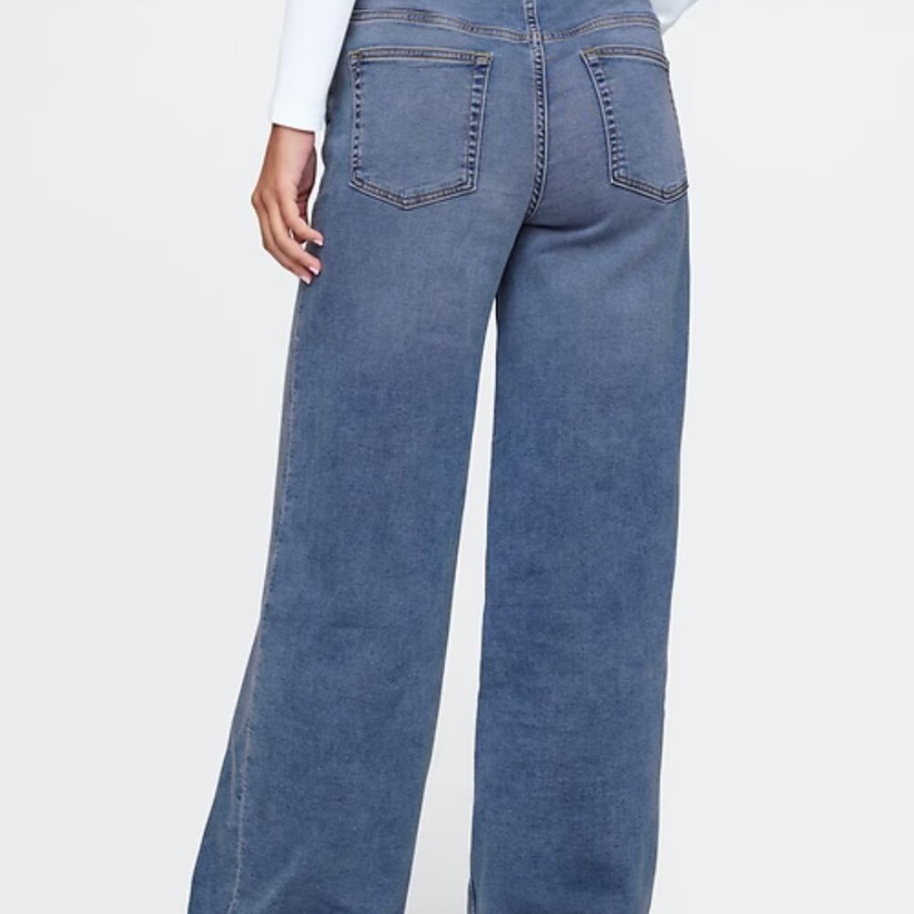 GAP Mid Rise Knit Easy Baggy Jeans L Tall | Medium indigo - Picture 2 of 10